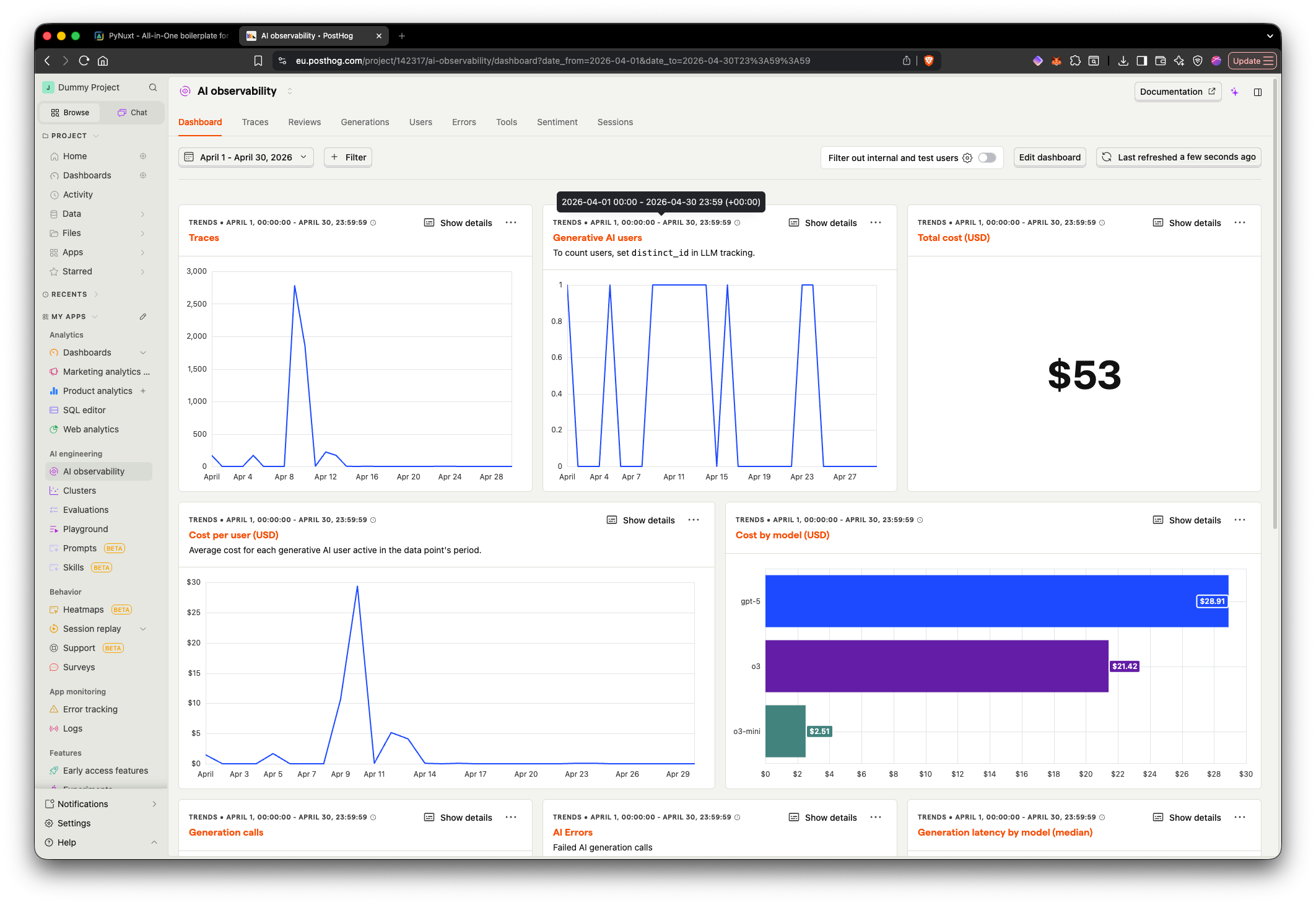 PostHog — Track Users and LLM Usage
